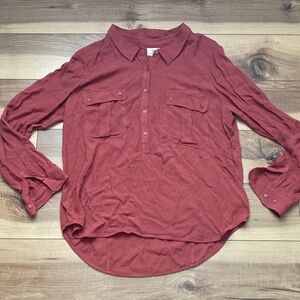 AG Adriano Goldschmied Rust Colored Henley Blouse